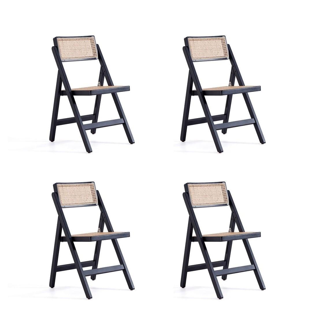 Pullman Black and Natural Cane Solid Wood Folding Side Chair