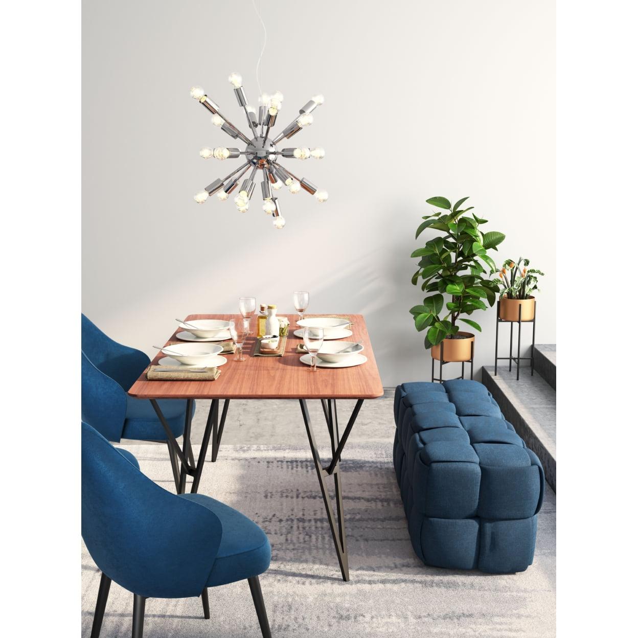 Stellar Orbit 22'' Silver Chrome Glass Ceiling Lamp