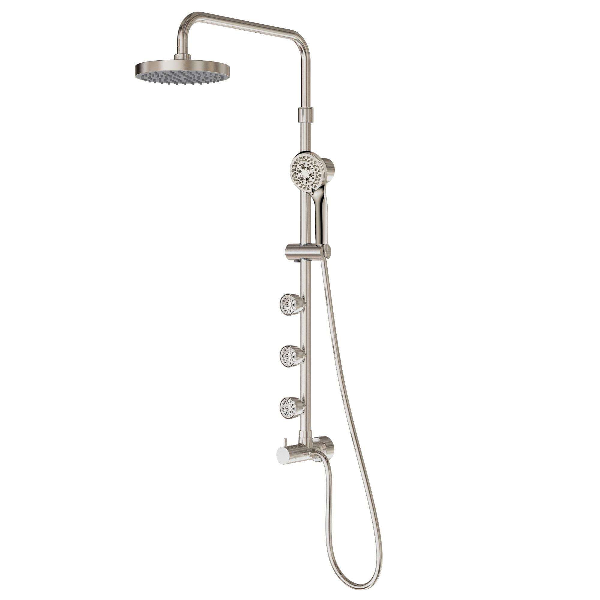 Brushed Nickel Multi-Function Shower System with Adjustable Height