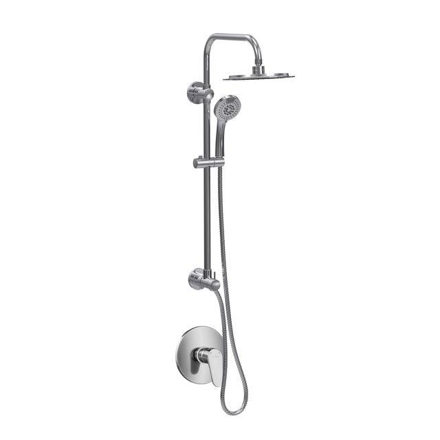SeaBreeze II 8-in Rain Showerhead Shower System with Multi-function Handshower Adjustable Slide Bar and Mixing Valve 1.8 GPM