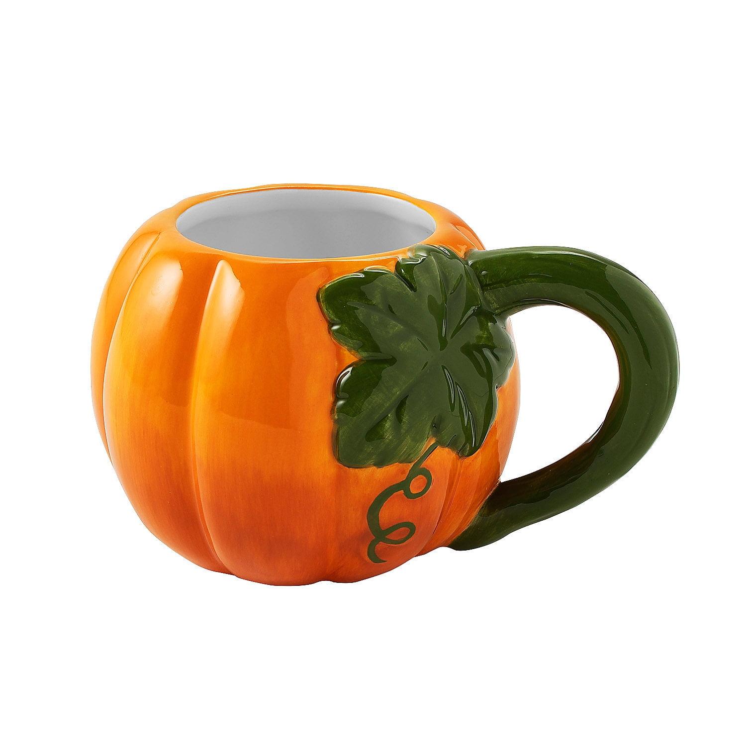 Pumpkin Shaped Ceramic Mugs, 12 oz, Set of 4