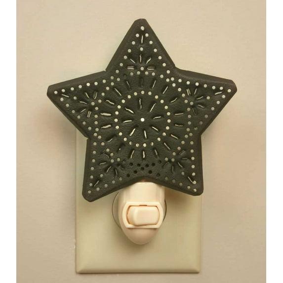 Punched Star Night Light - Rustic Brown