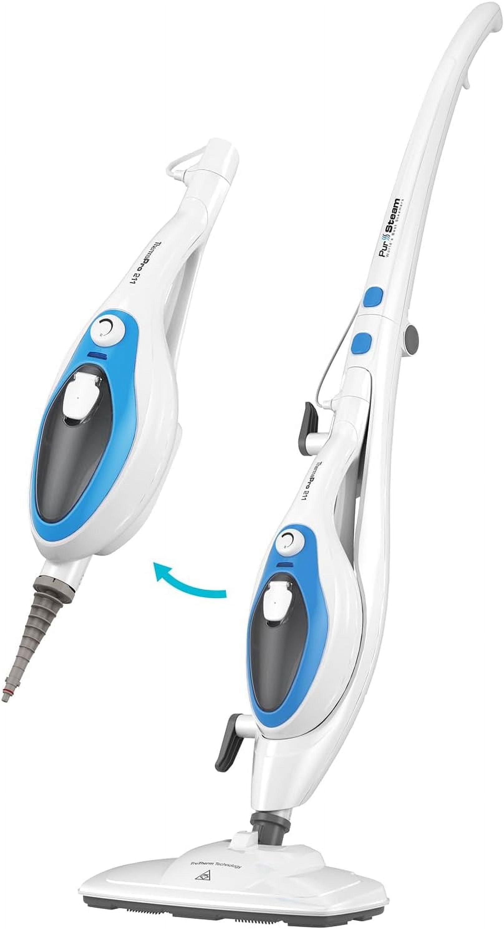 PurSteam 10-in-1 White and Blue Steam Mop with Handheld Cleaner