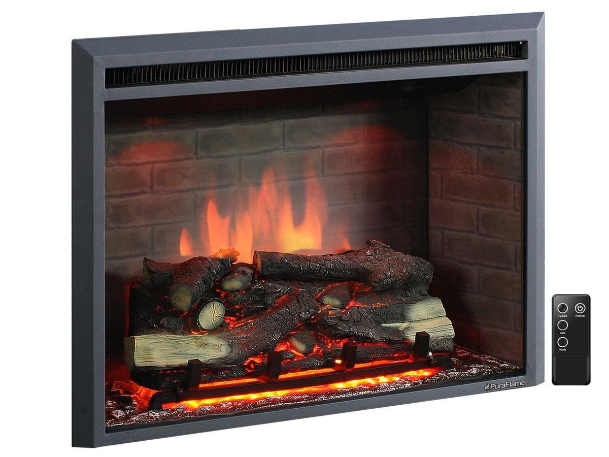 PuraFlame 33" Black Electric Fireplace Insert with Mantel