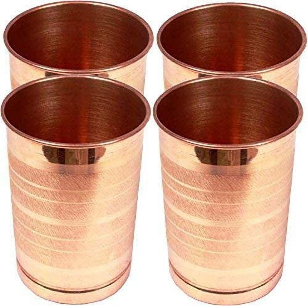 Ayurvedic Copper Water Glass Set with Matte Finish, 4 Count