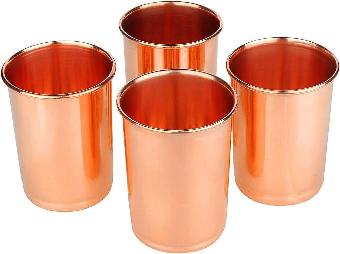 Drinking Glass Copper Glass 100% Pure Copper Tumbler Health Healing Set of 4 300ml