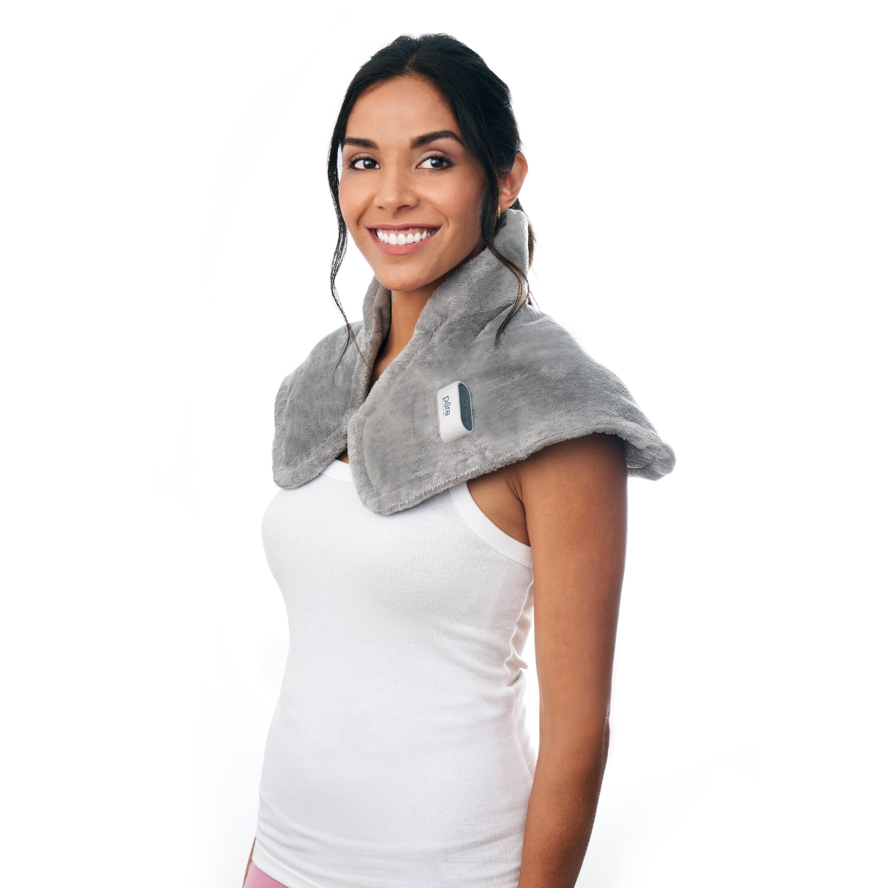 Pure Enrichment PureRelief Cordless Neck & Shoulder with 4 Heat Settings and 2hr Portable Use Heating Pad - Mist Gray