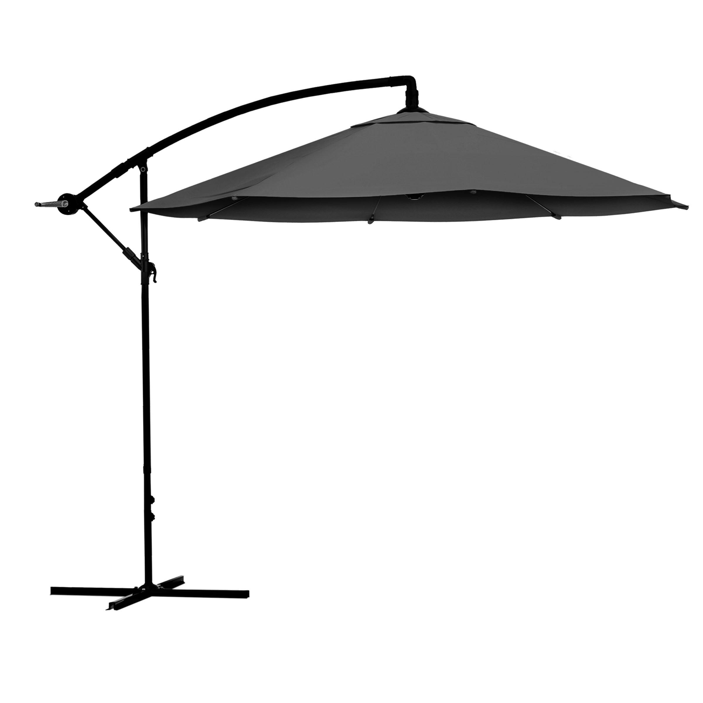 Pure Garden 10' Octagon Outdoor Patio Cantilever Umbrella Gray: Weather-Resistant with Crank Lift, 8 Ribs