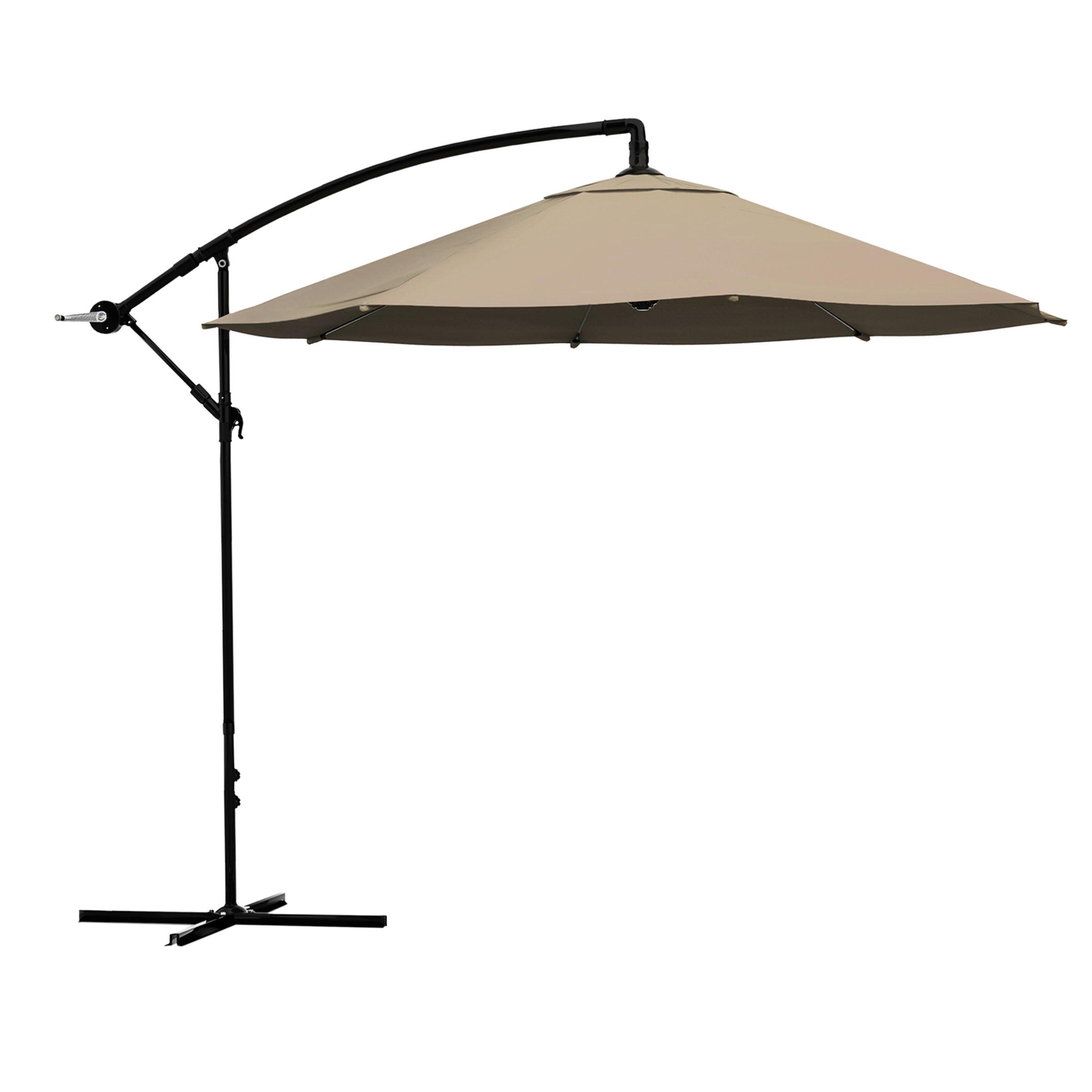 10-Foot Sand Aluminum Offset Patio Umbrella with Crank and Base