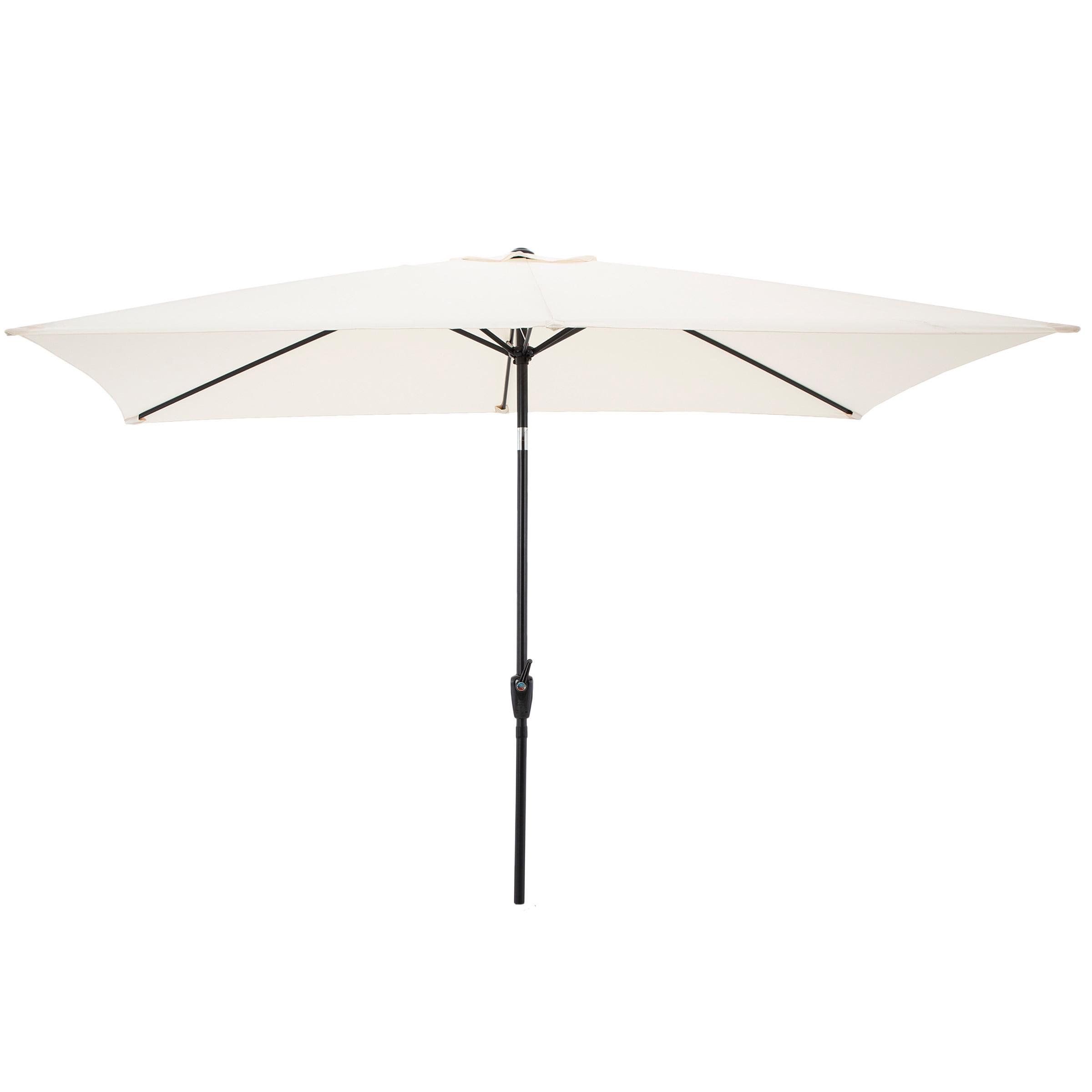 Pure Garden 10-ft Rectangular Patio Umbrella - Easy Crank Sun Shade with Push Button Tilt for Outdoor Furniture, Deck, Backyard, or Pool