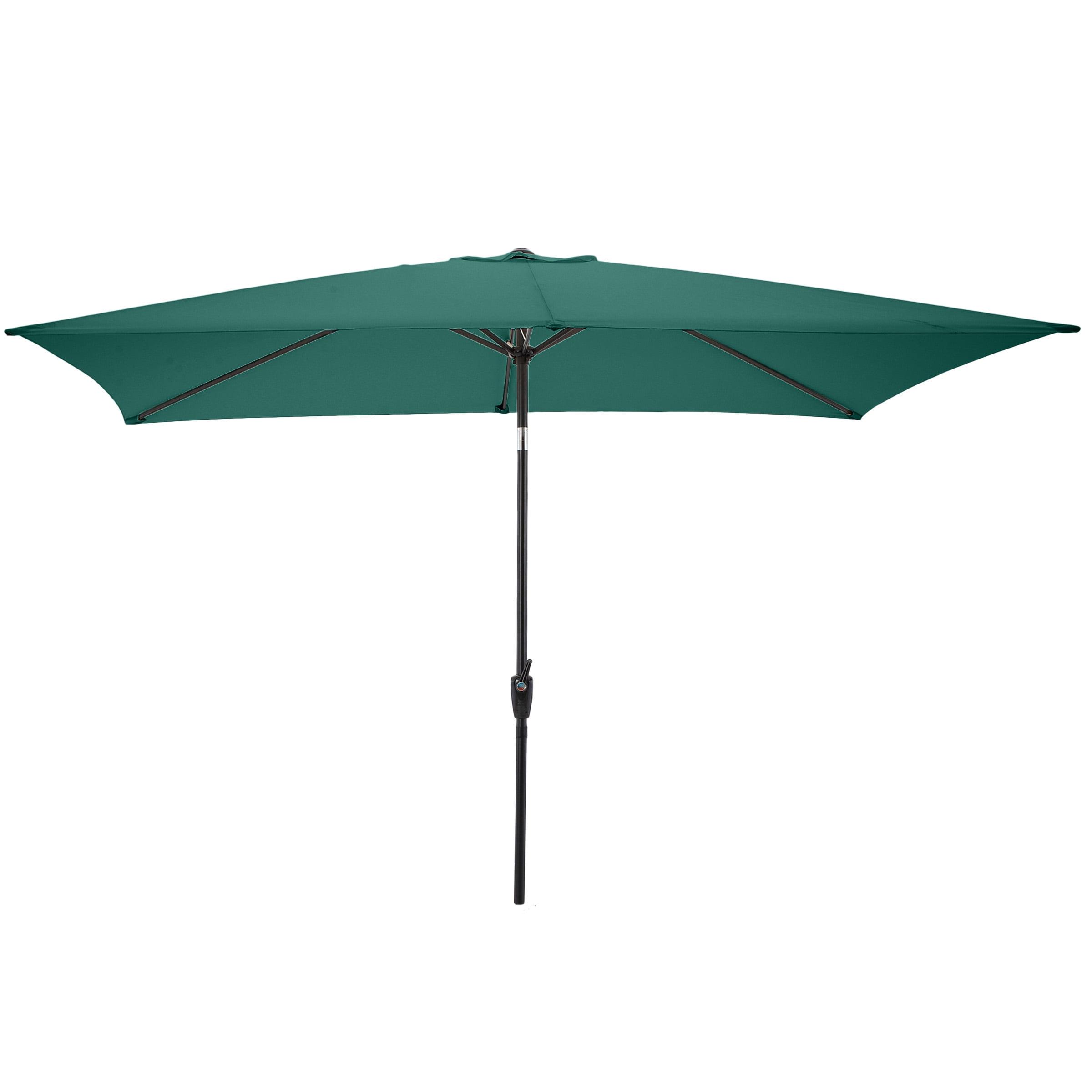 Pure Garden 10-ft Rectangular Patio Umbrella - Easy Crank Sun Shade with Push Button Tilt for Outdoor Furniture, Deck, Backyard, or Pool