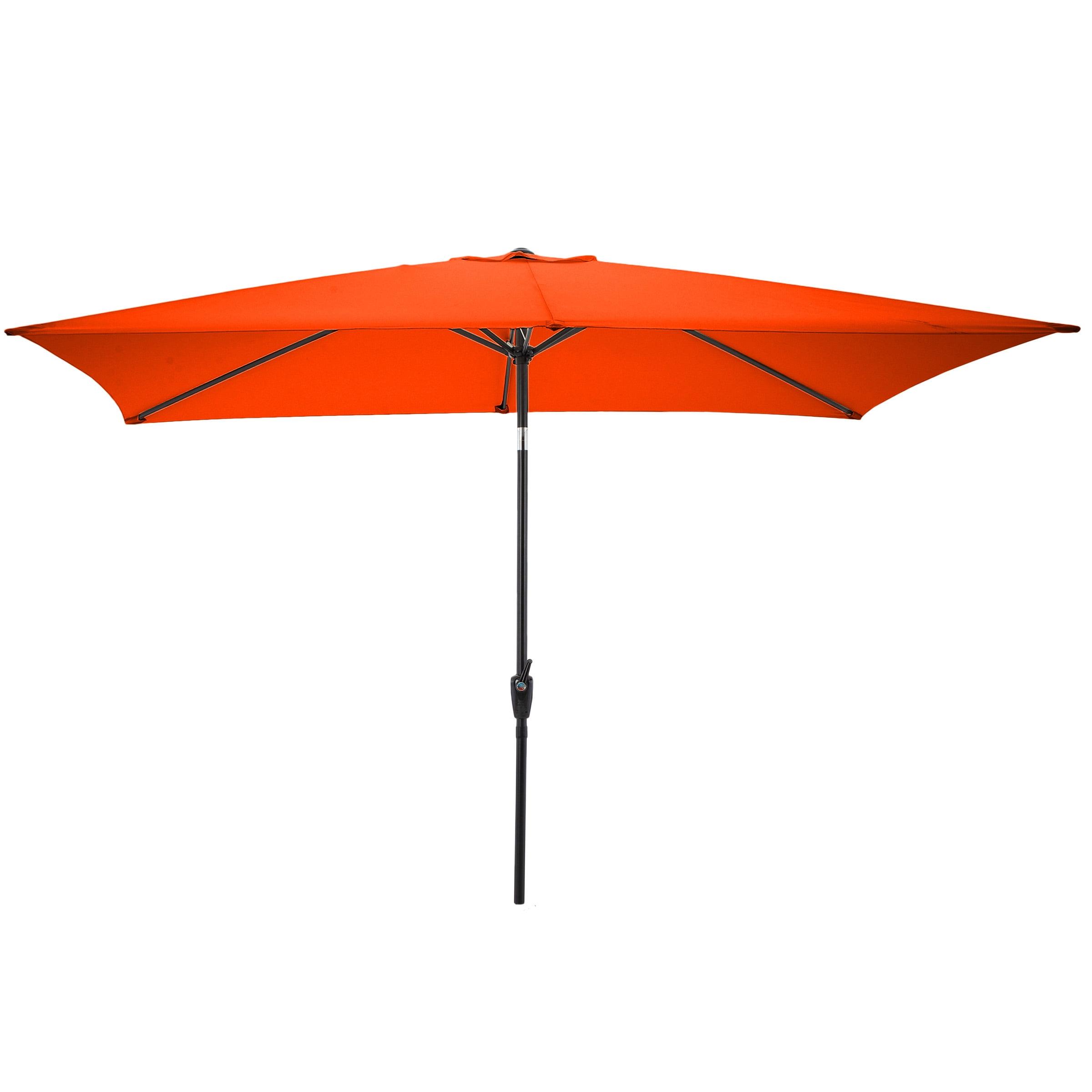 Pure Garden 10-ft Rectangular Patio Umbrella - Easy Crank Sun Shade with Push Button Tilt for Outdoor Furniture, Deck, Backyard, or Pool