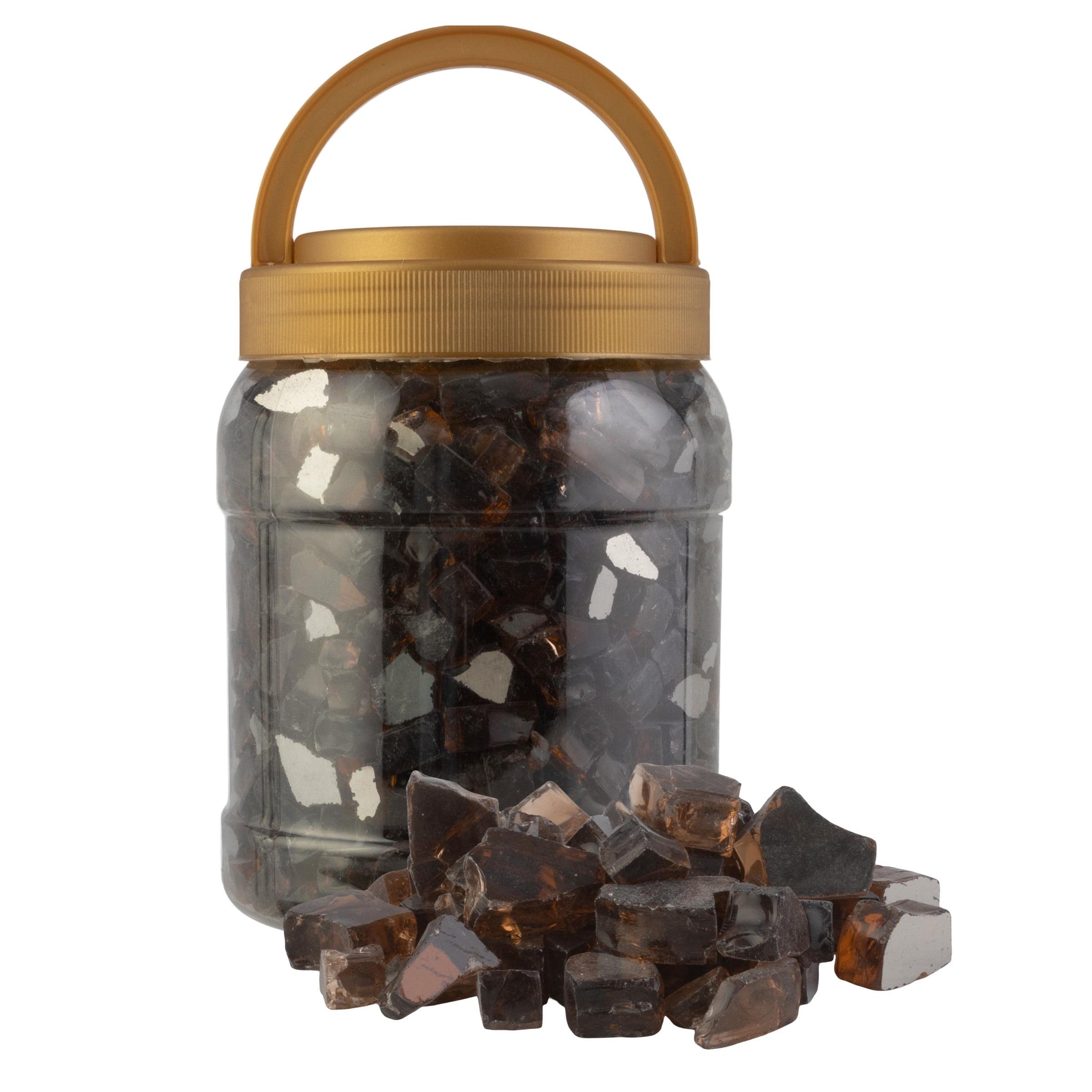 10lbs Fire Pit Glass - 1/2-Inch Crushed Glass Rocks for Fireplaces, Landscape, Aquariums, or Vases