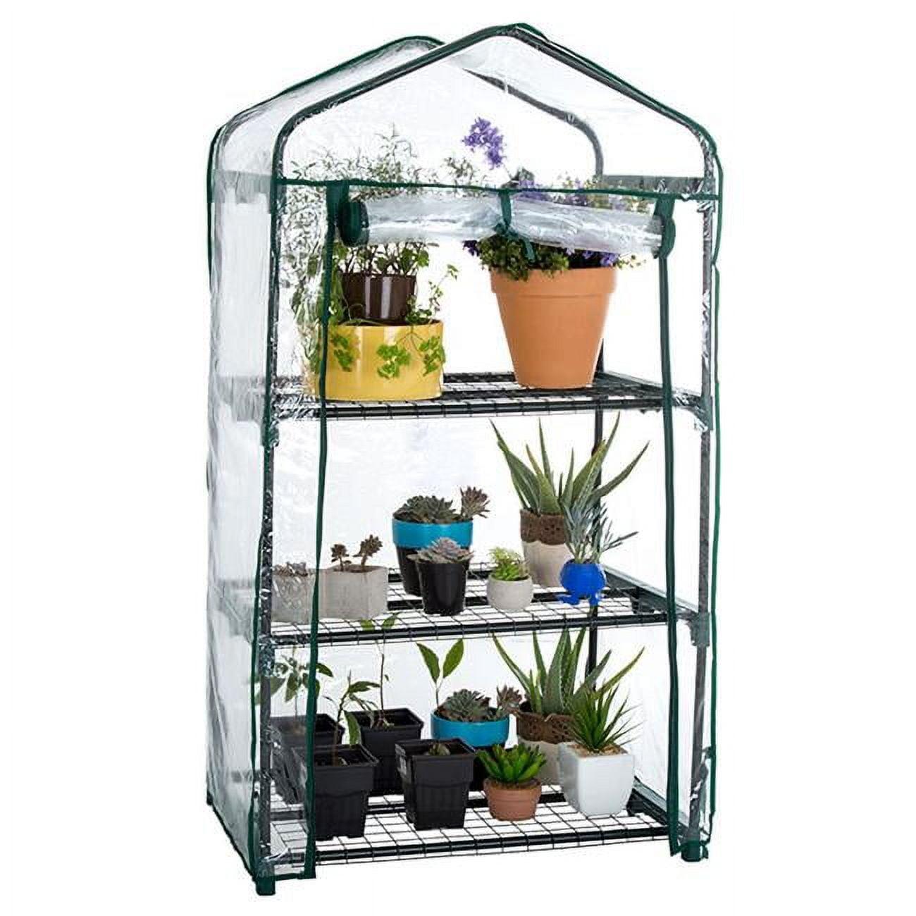 3-Tier Mini Greenhouse with Clear PVC Cover and Steel Frame