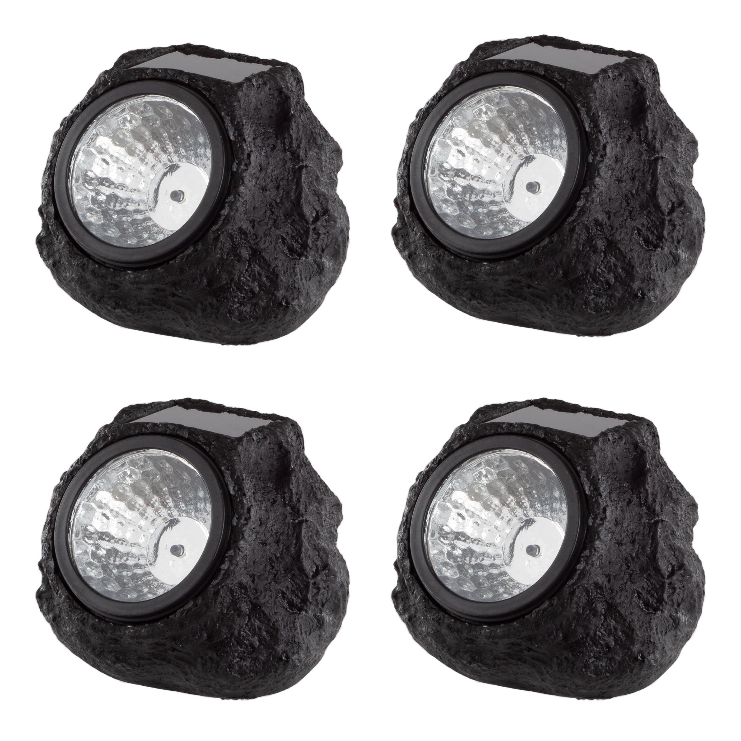 Black Solar Rock LED Pathway Lights 4-Pack