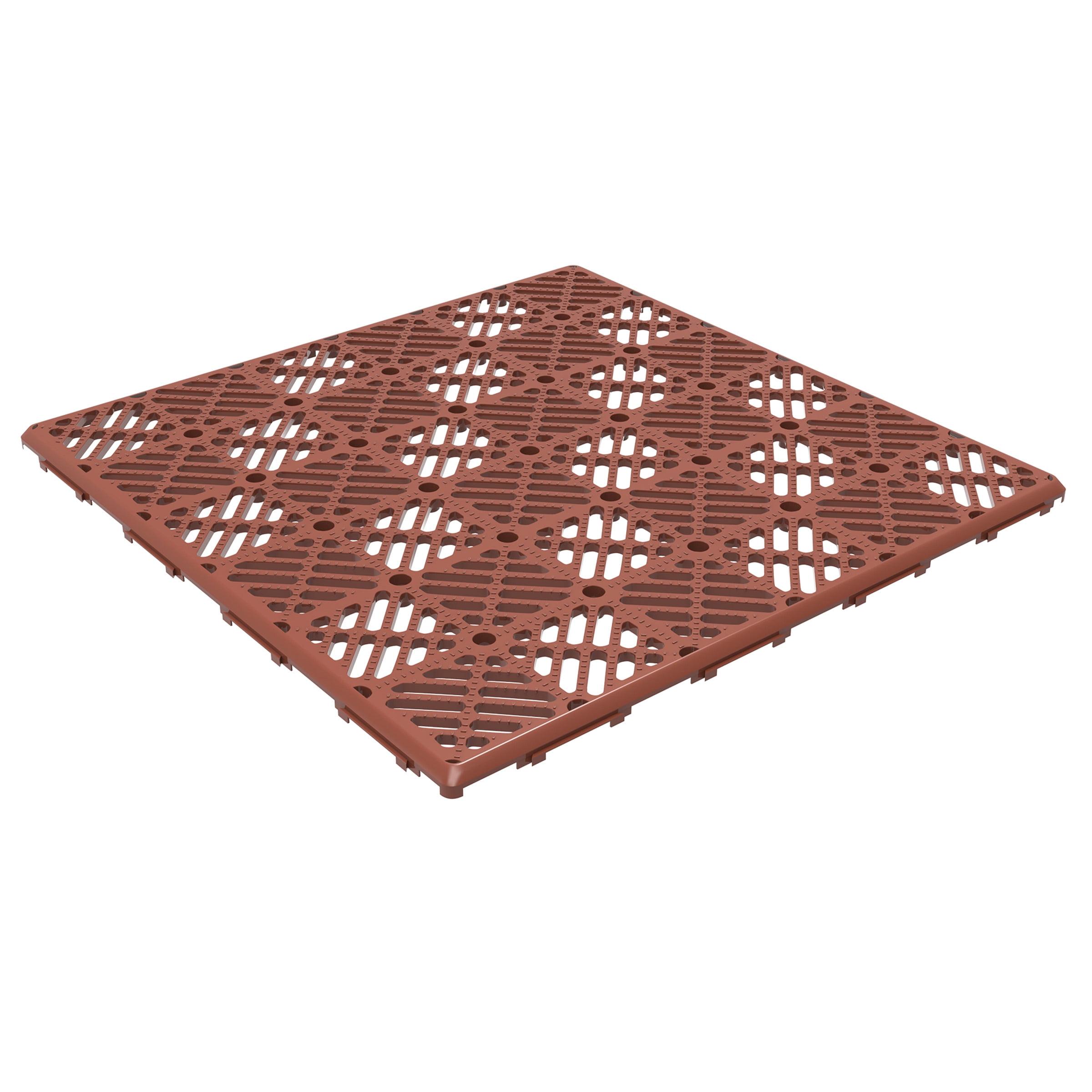 Terracotta Interlocking Polypropylene Outdoor Deck Tiles, 12" x 12"