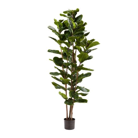 Artificial Fiddle Leaf Fig Tree-72"" Faux Plant in Pot with Natural Feel Leaves-Realistic