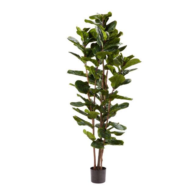 Artificial Fiddle Leaf Fig Tree-72"" Faux Plant in Pot with Natural Feel Leaves-Realistic