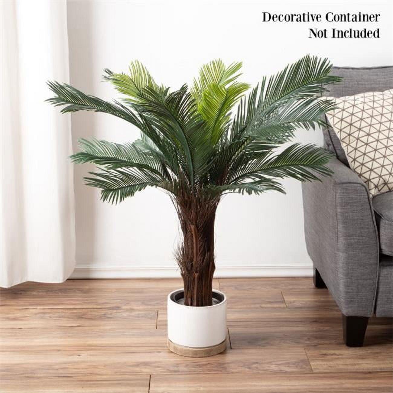 Lush Green 3-Foot Faux Cycas Palm Tree in Plastic Pot