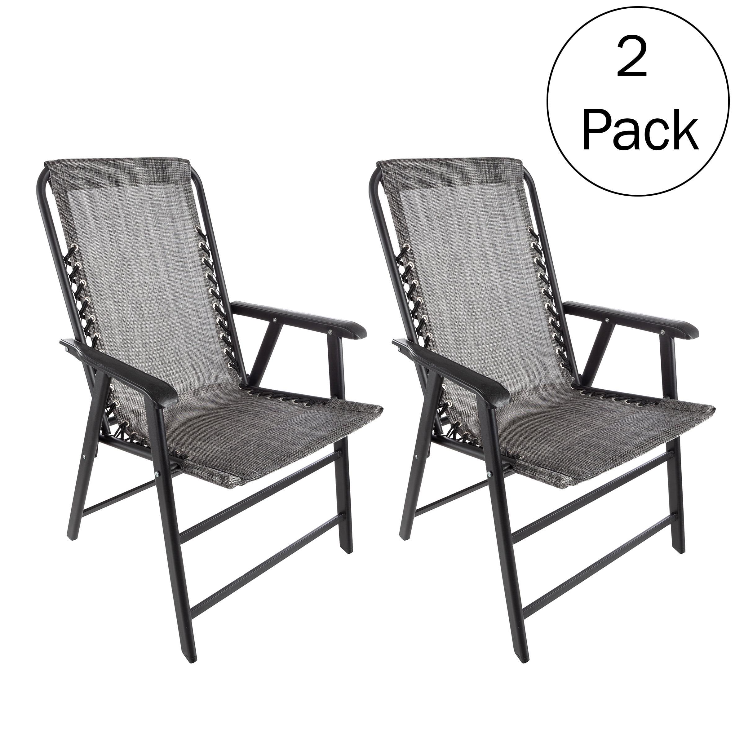 Set of 2 Folding Camping and Lawn Chair with Textilene Fabric and Bungee Suspension by Pure Garden