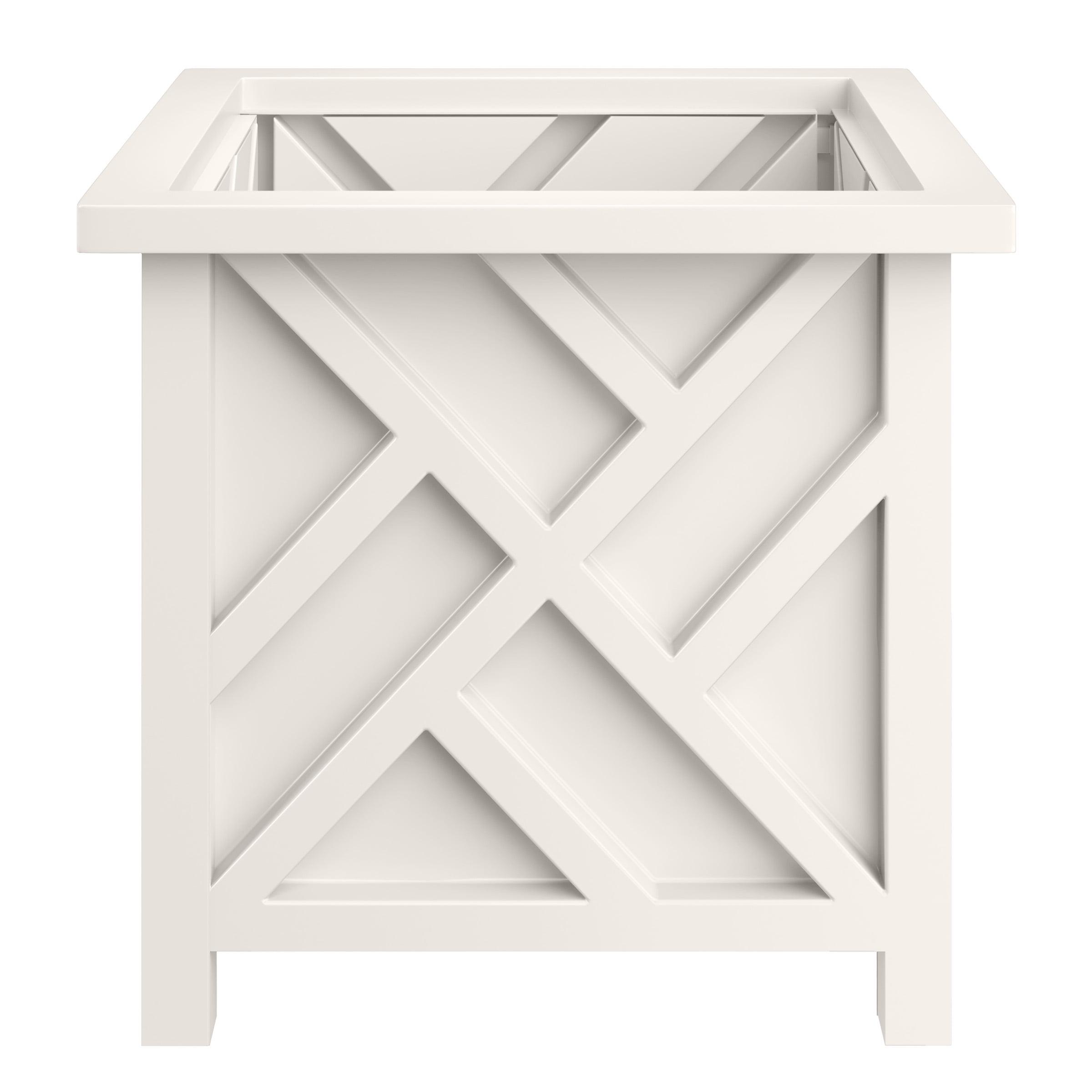 Pure Garden 15.5" Lattice Planter Box, White