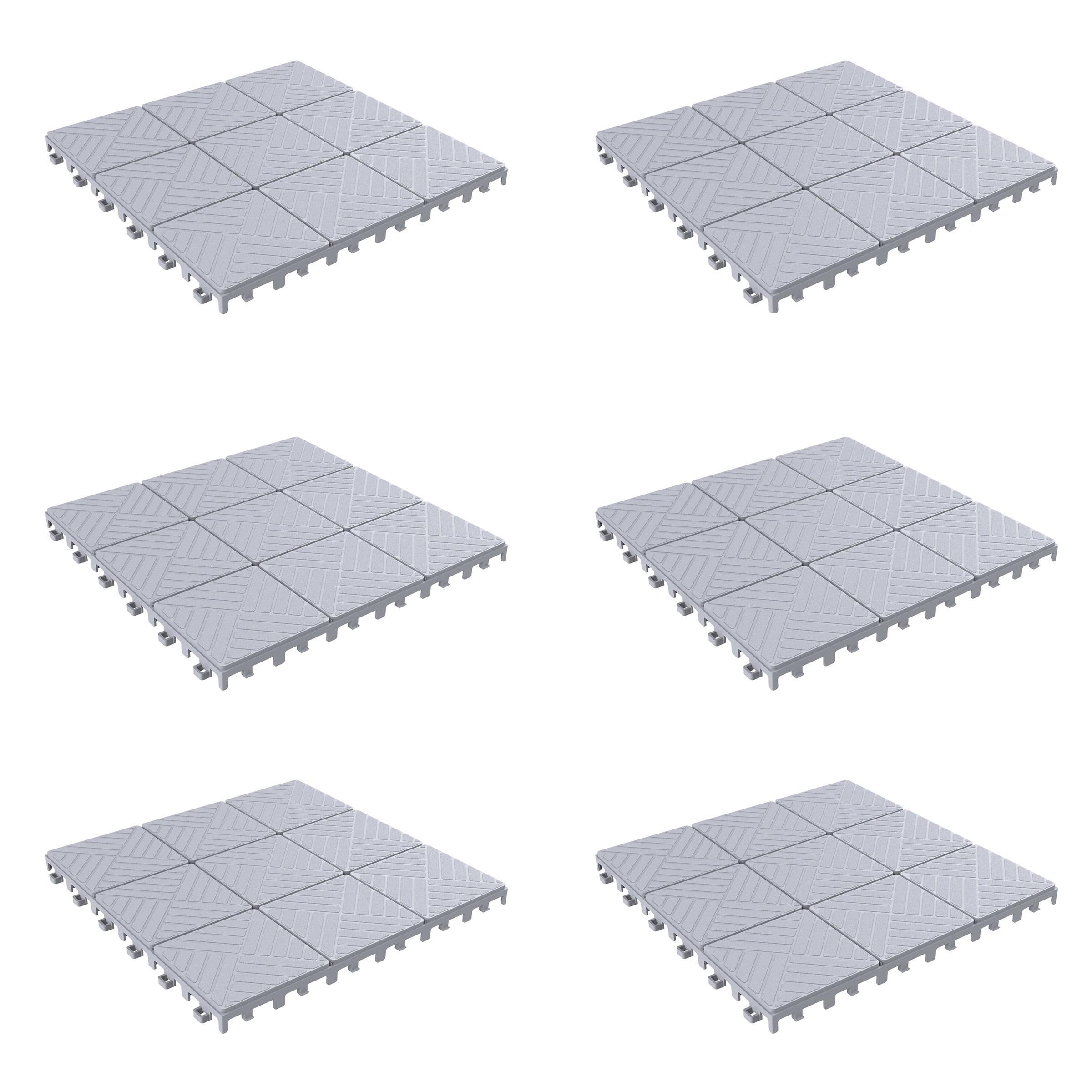 Gray Polypropylene Interlocking Outdoor Deck Tiles 12" x 12" Set