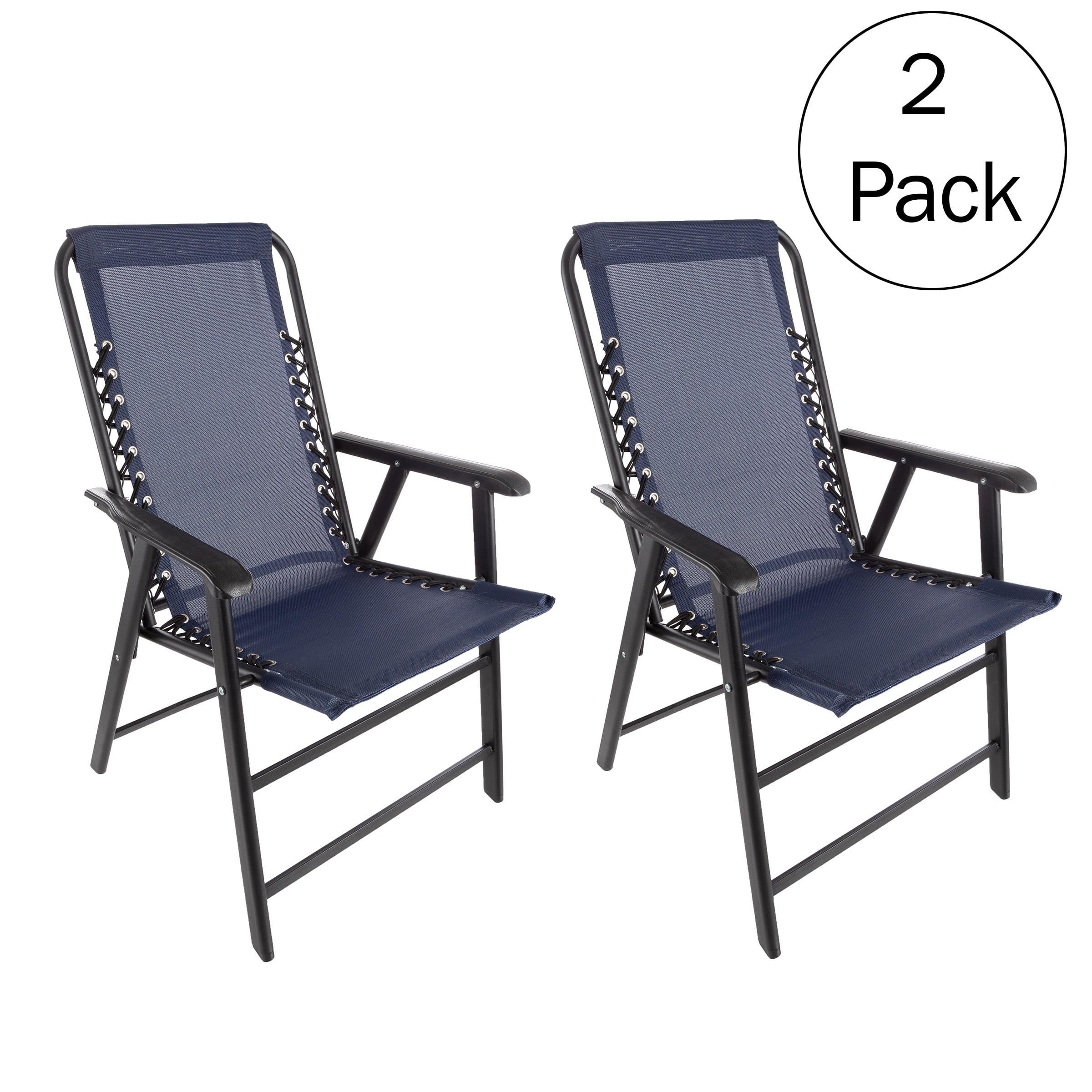 Set of 2 Folding Camping and Lawn Chair with Textilene Fabric and Bungee Suspension by Pure Garden