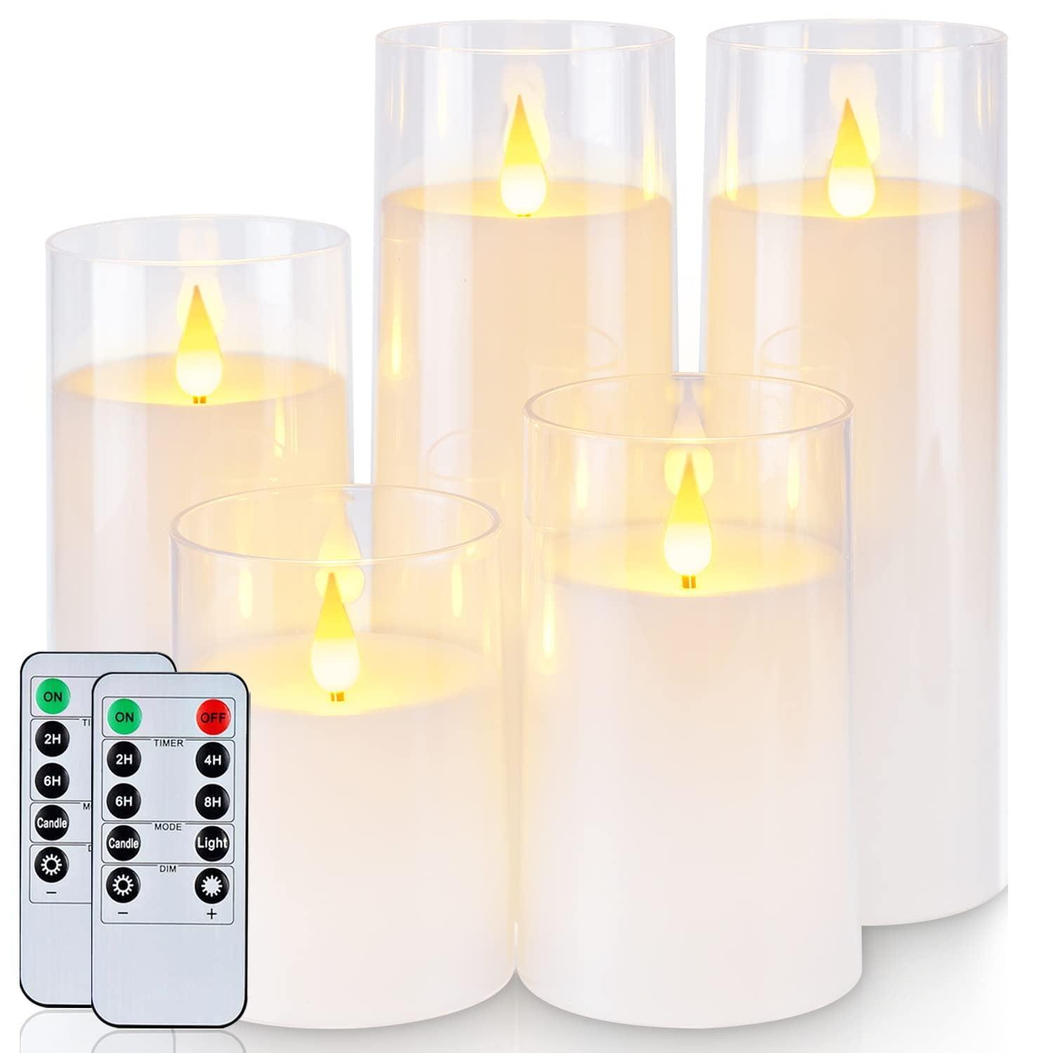 Pure White Flickering Flameless Candles - Realistic LED Pillar Candles with Remote Control Perfect for Home Decor, Parties, and Weddings Battery Operated