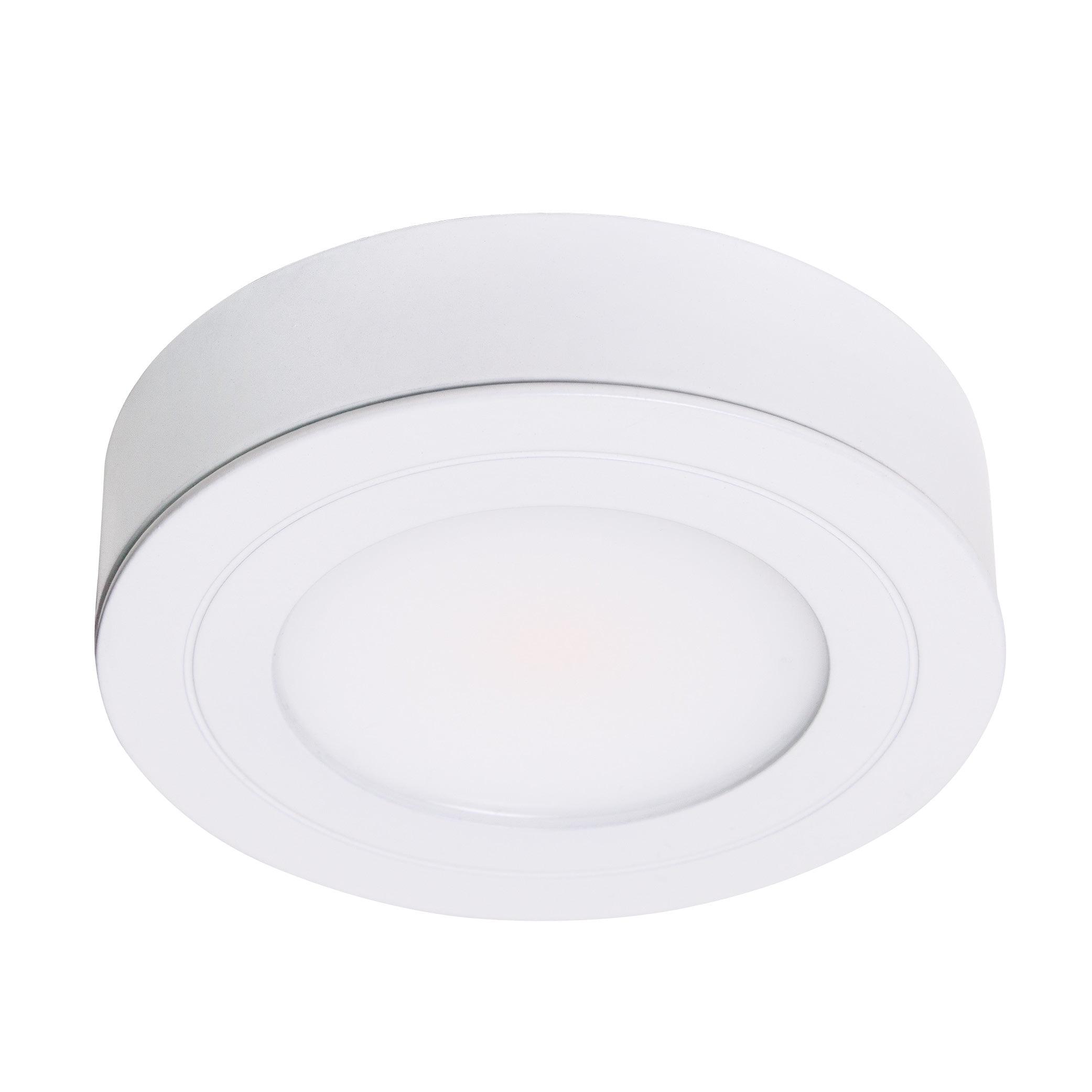 White Satin Dimmable LED Puck Light with Metal Finish