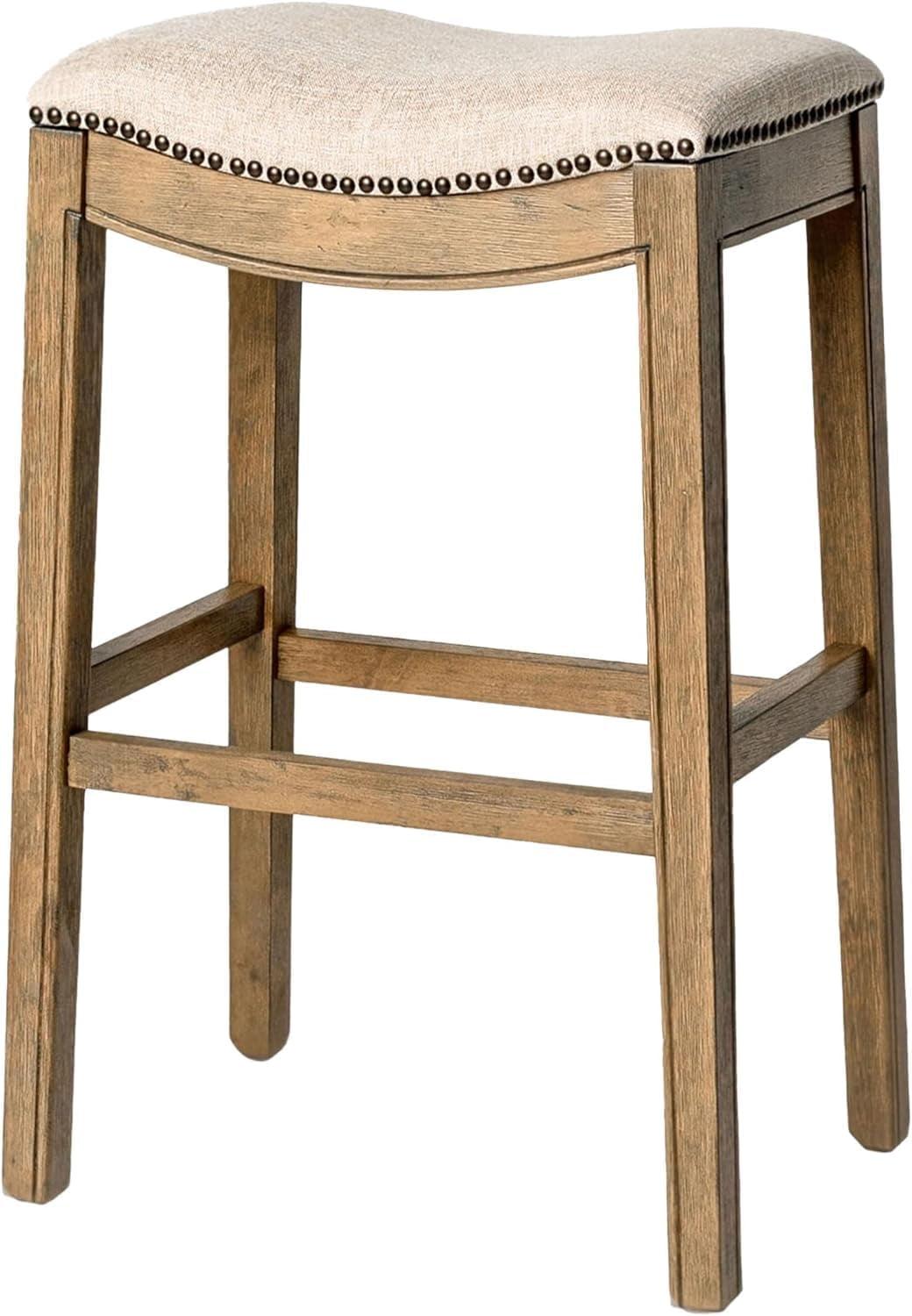 Maven Lane Maven Lane Adrien Backless Saddle Kitchen Stool with Fabric Upholstery