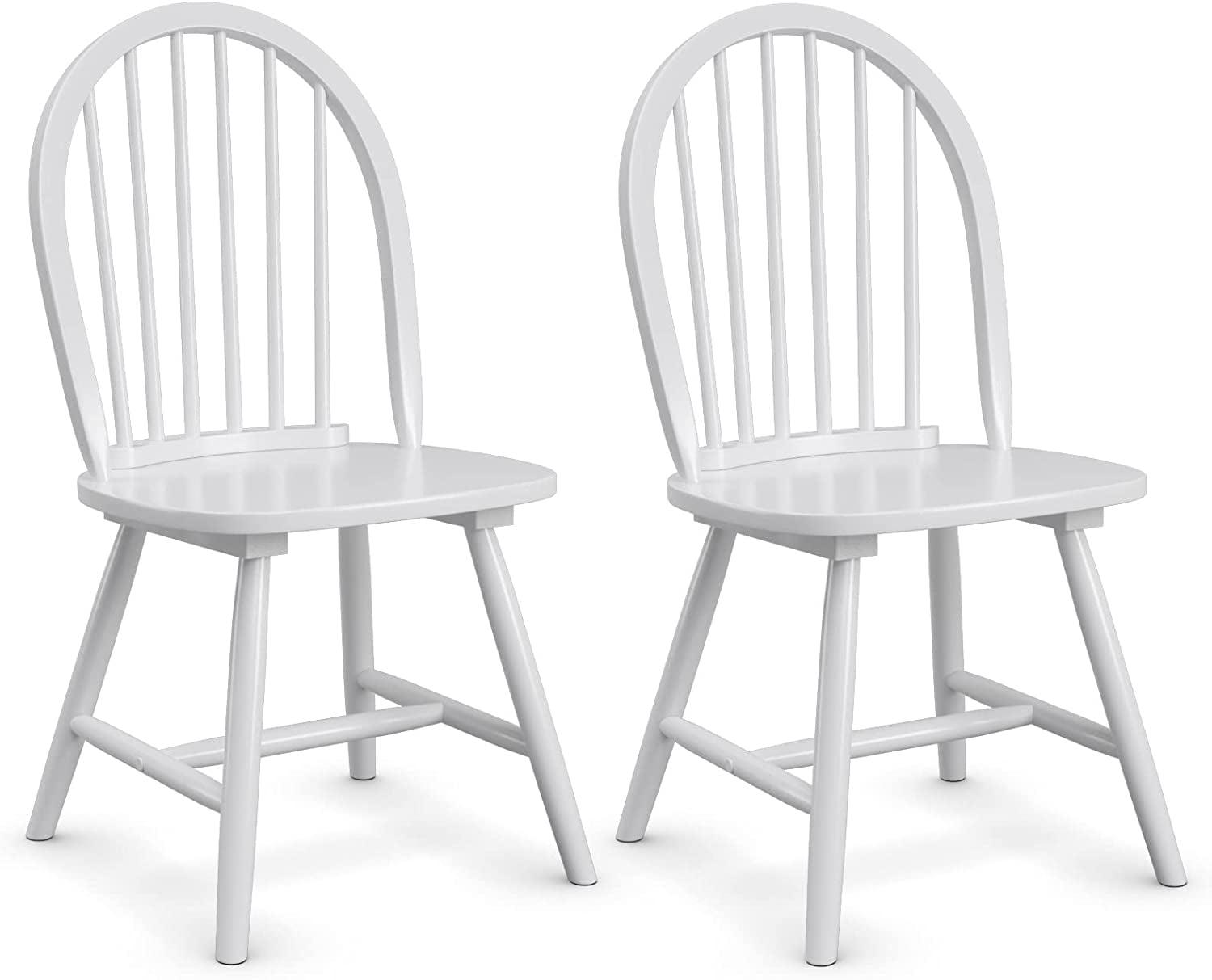 Costway Set of 2 Vintage Windsor Dining Side Chair Wood Spindleback Kitchen Room White