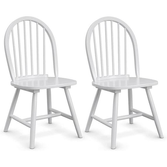 Costway Set of 2 Vintage Windsor Dining Side Chair Wood Spindleback Kitchen Room White