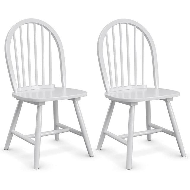 Costway Set of 2 Vintage Windsor Dining Side Chair Wood Spindleback Kitchen Room White