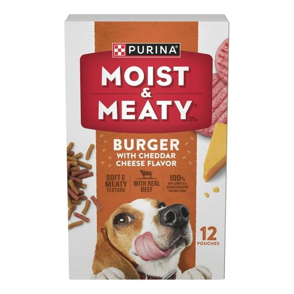 Moist & Meaty Burguer with Cheddar Cheese and Beef Flavor Dry Dog Food - 12ct Pack