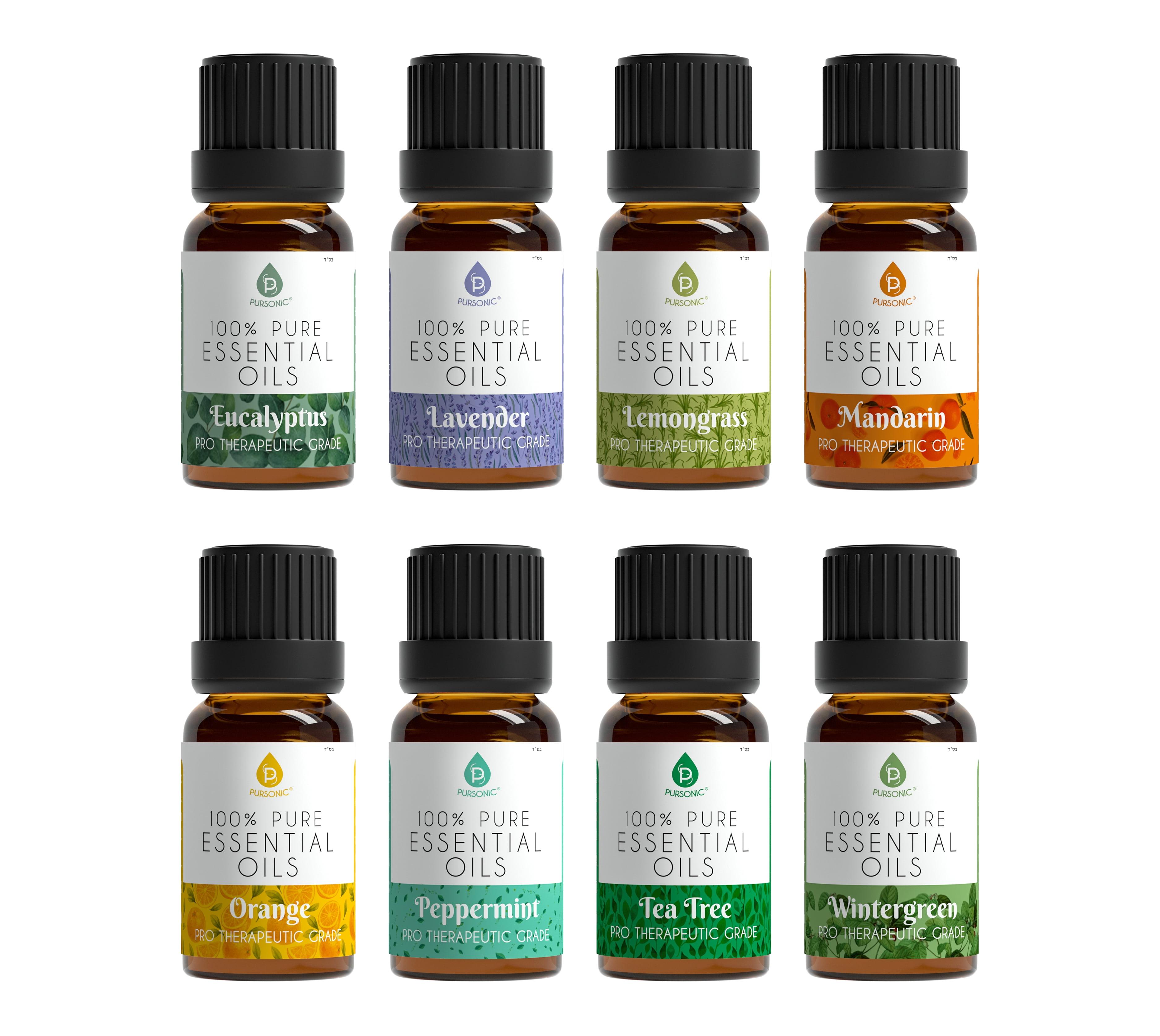 Pursonic 100% Pure Essential Aromatherapy Oils Variety Pack - 8 Pack