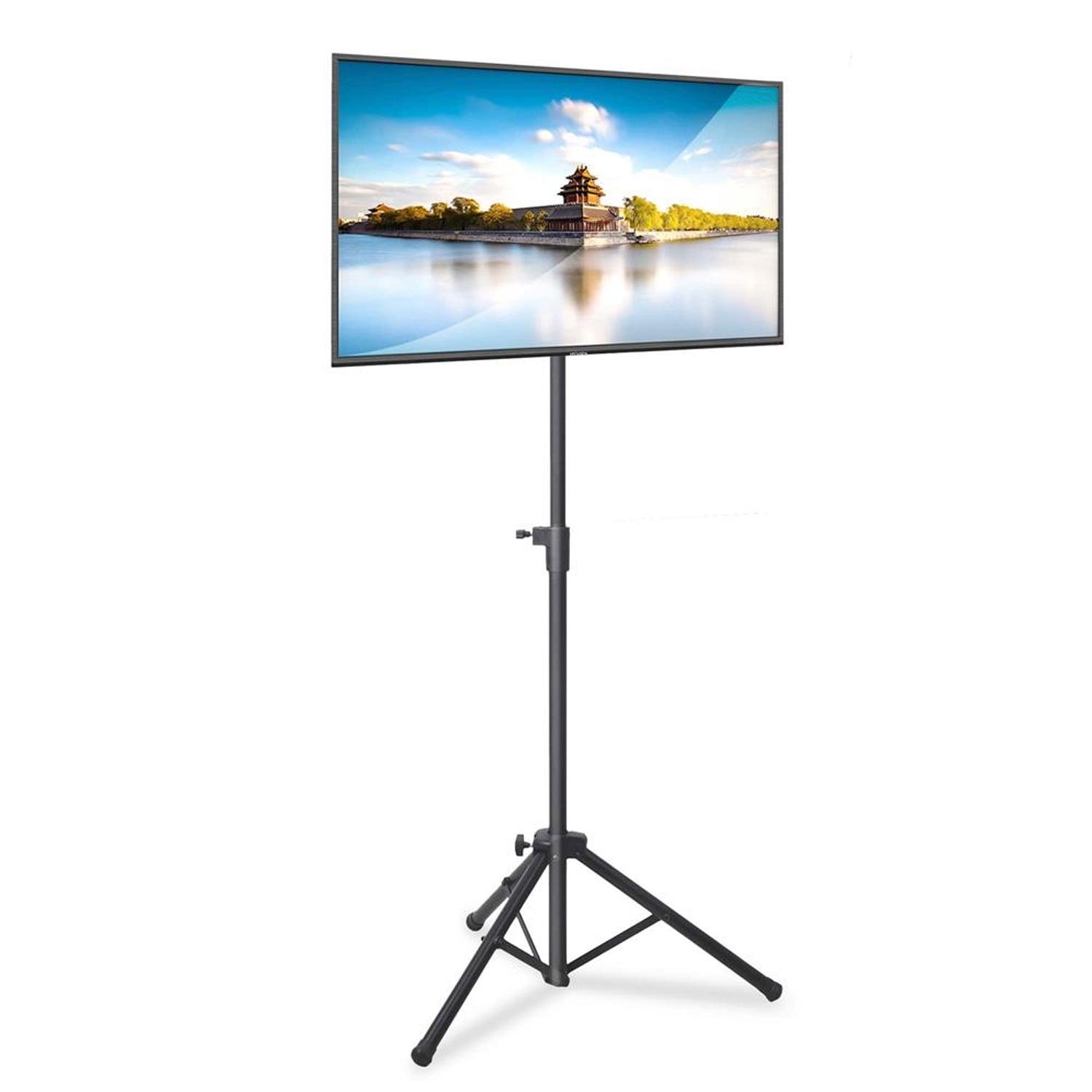 Black Adjustable Height Steel Tripod TV Stand