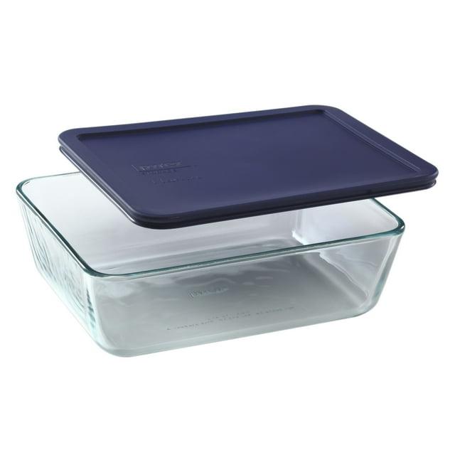 Pyrex 11-cup Rectangular Glass Food Storage Container with Blue Lid