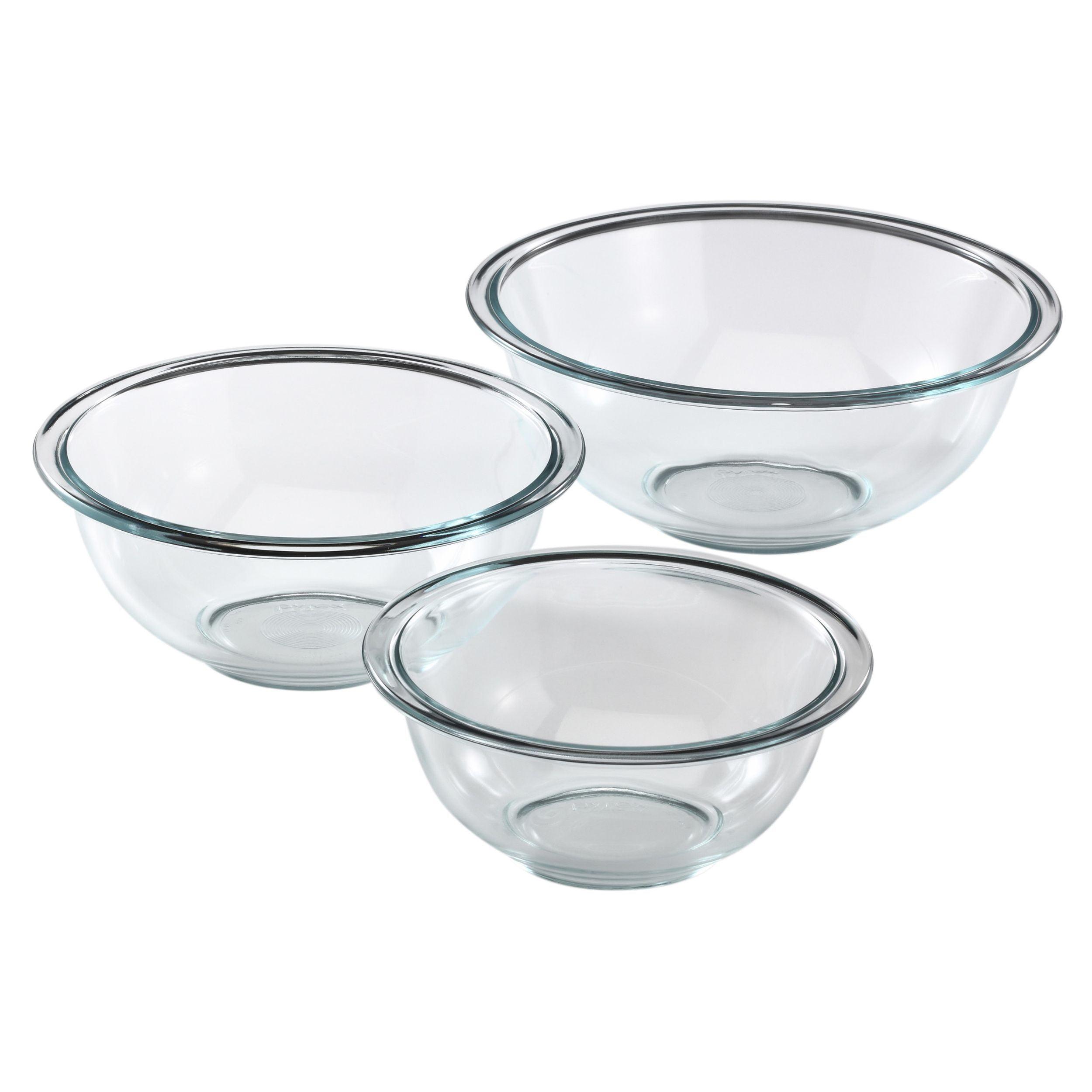 Clear Glass 3-Piece Stackable Mixing Bowl Set