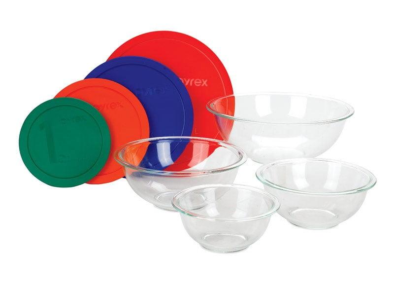 Pyrex 8-Piece Glass Mixing Bowl Set with Colorful Lids