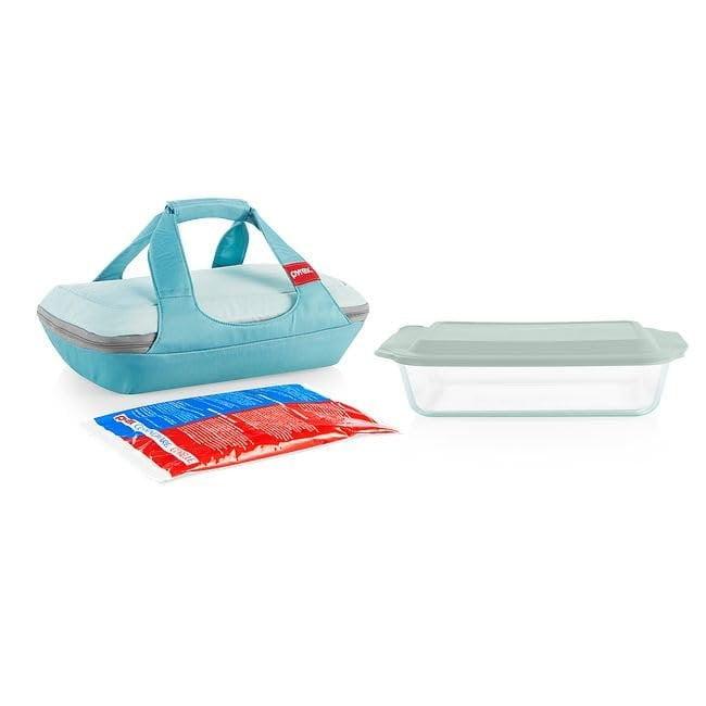Pyrex Deep Portable Baking Dish with Sage Plastic Cover (4-Piece) 1138983