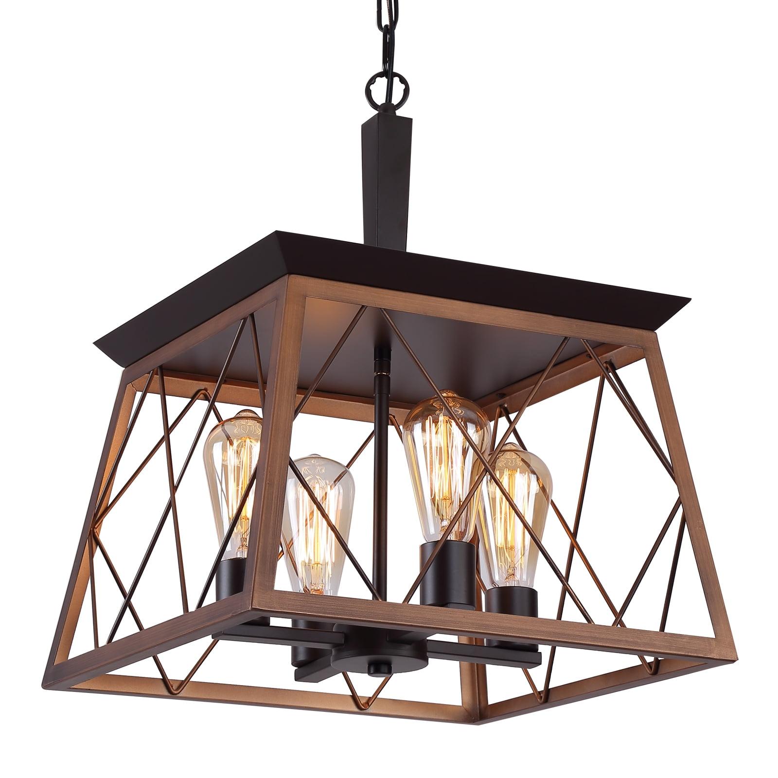 Bronze 4-Light Geometric Industrial Pendant Chandelier