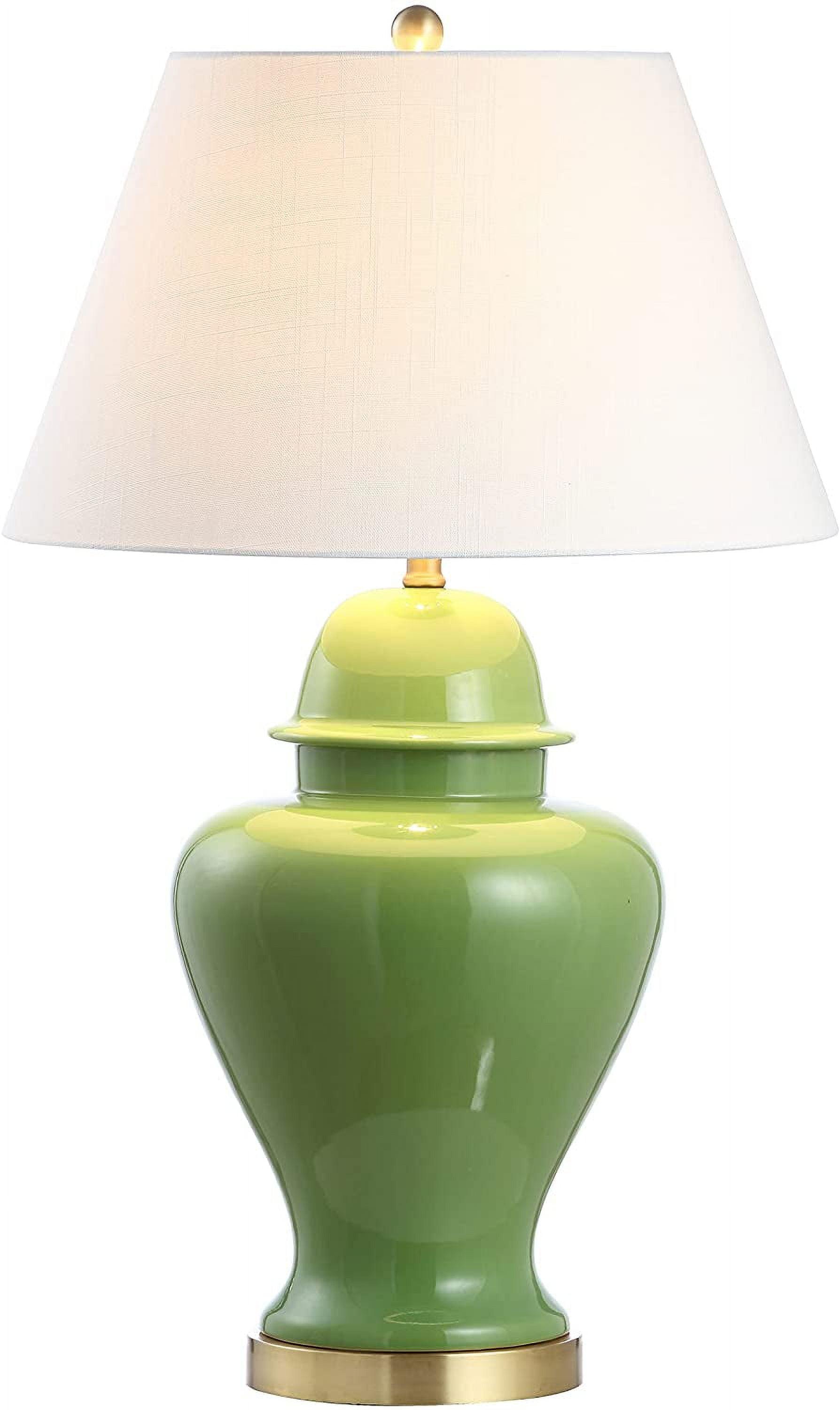 Sagwa Classic Green Ceramic & Brass LED Table Lamp Set