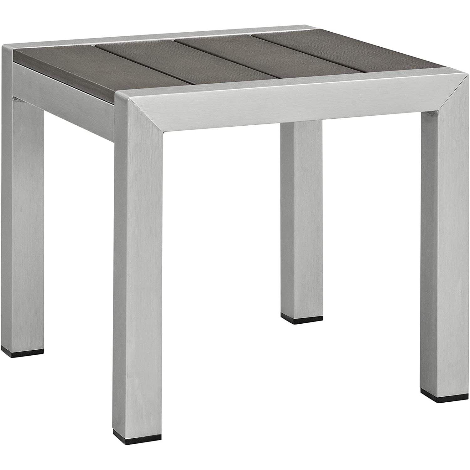 Sleek Shoreline Silver Gray Aluminum Outdoor Side Table