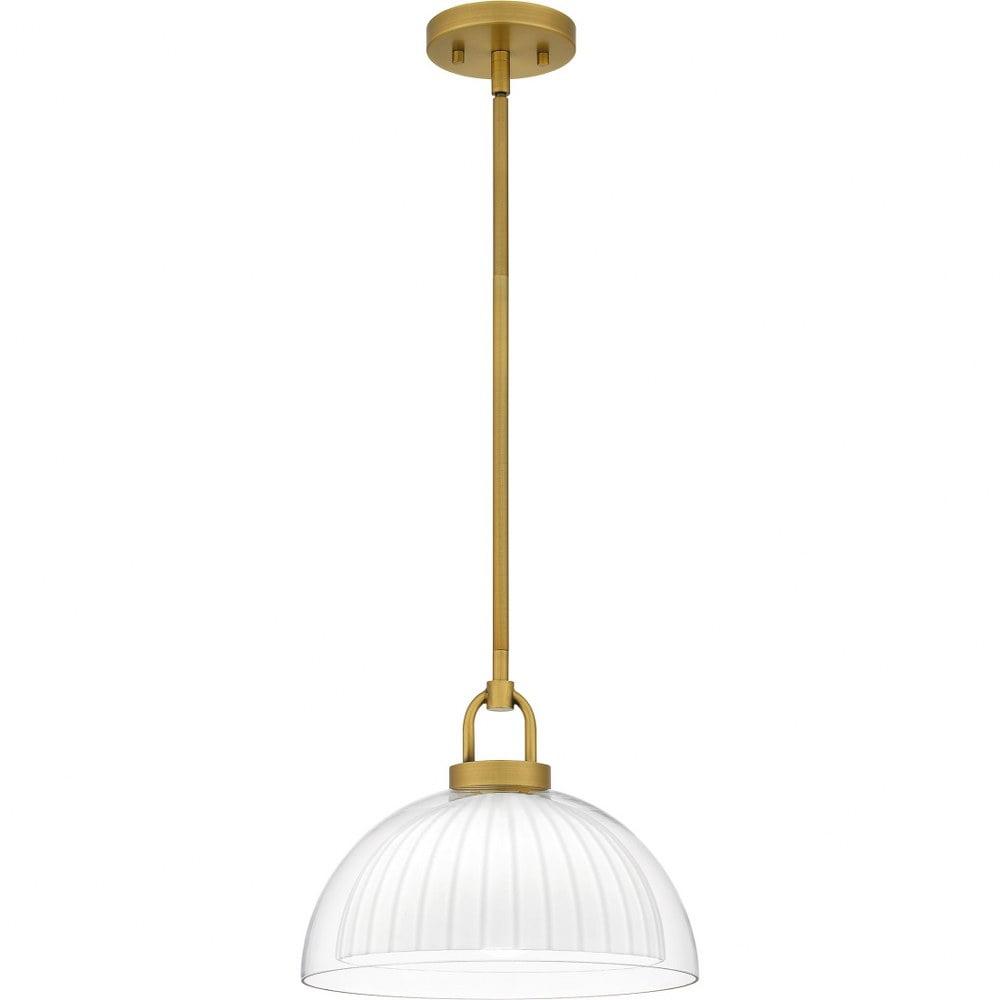 Jansen 12" Brushed Gold Pendant Light with Glass Shade