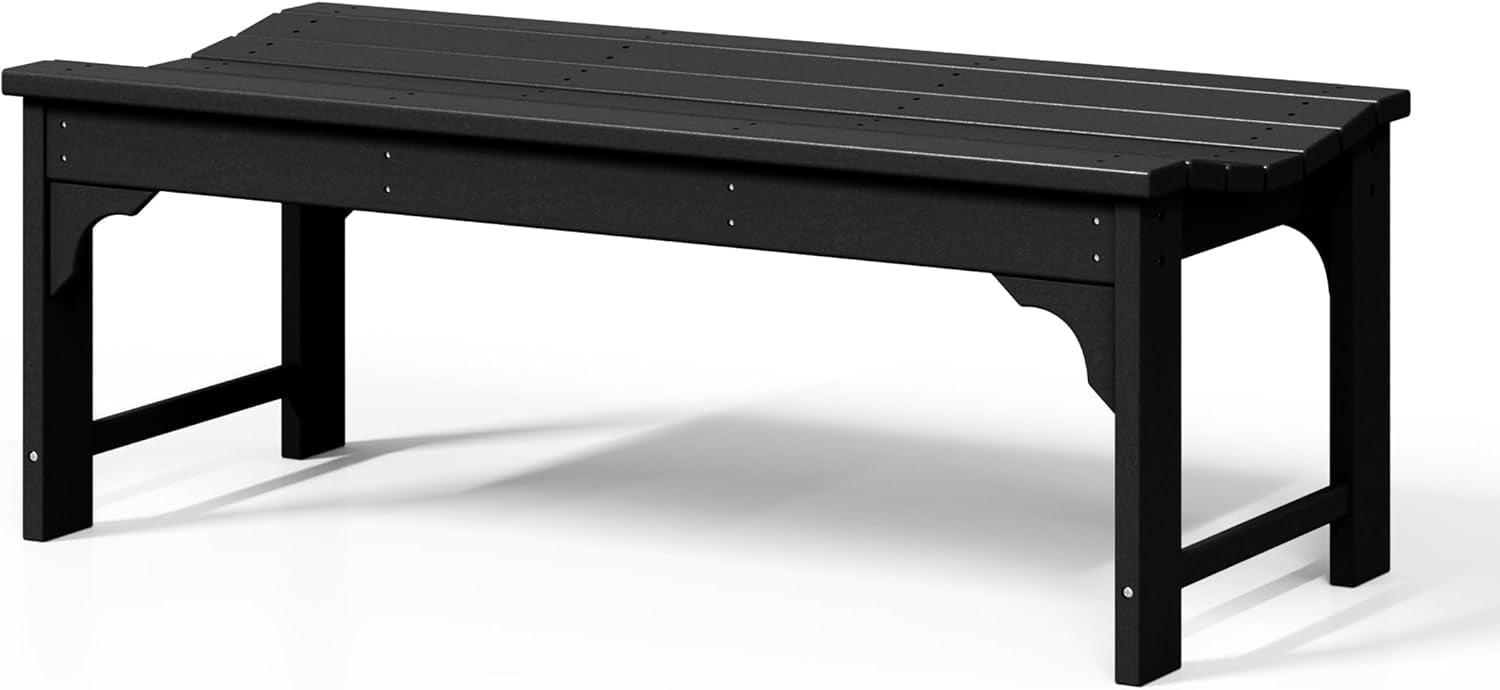 WestinTrends  Backless All-Weather Outdoor Bench for Patio Garden, Black