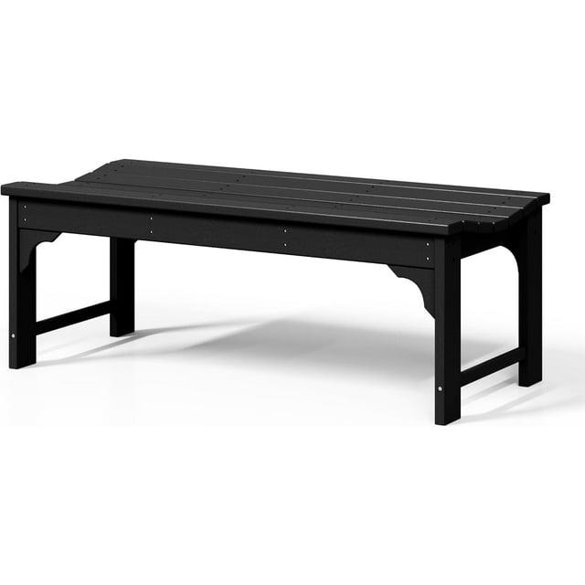 WestinTrends  Backless All-Weather Outdoor Bench for Patio Garden, Black