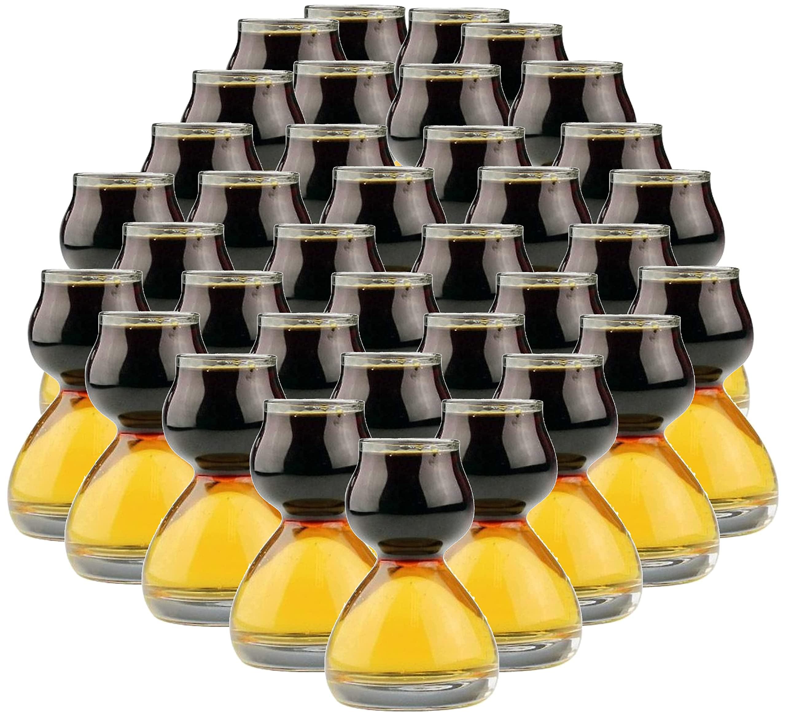 QUAFFER Double Bubble Layered PLASTIC Shot Glass – Clear Chaser Shot Glass Jigger for Smooth Tasty Shots – Fun Unique Split Shot Glasses Barware (Set of 4)