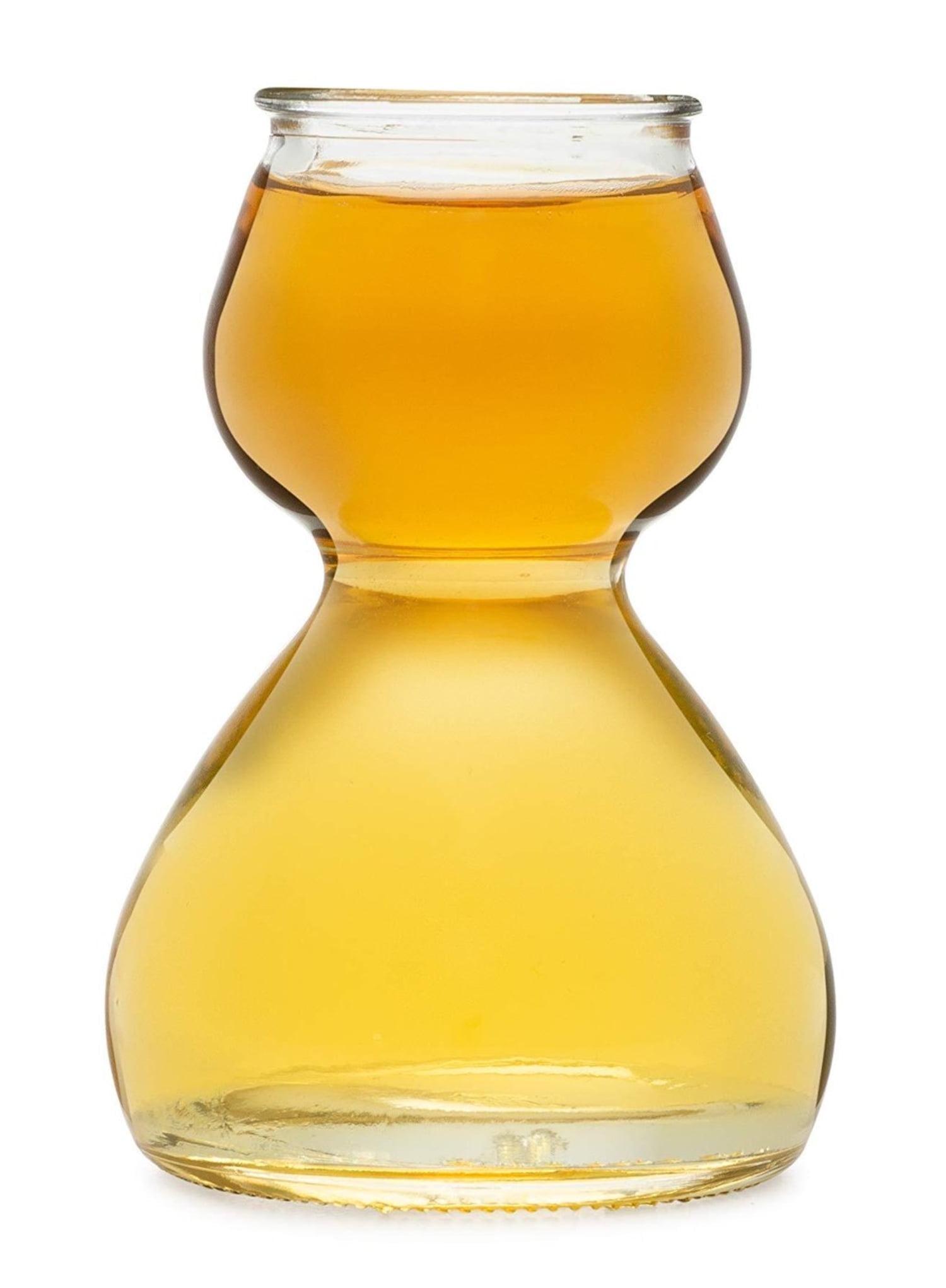 QUAFFER Double Bubble Layered Shot Glass Plus Recipe Card Glass Clear 1.25oz On Top, 2.25 oz On Bottom (Set of 4)