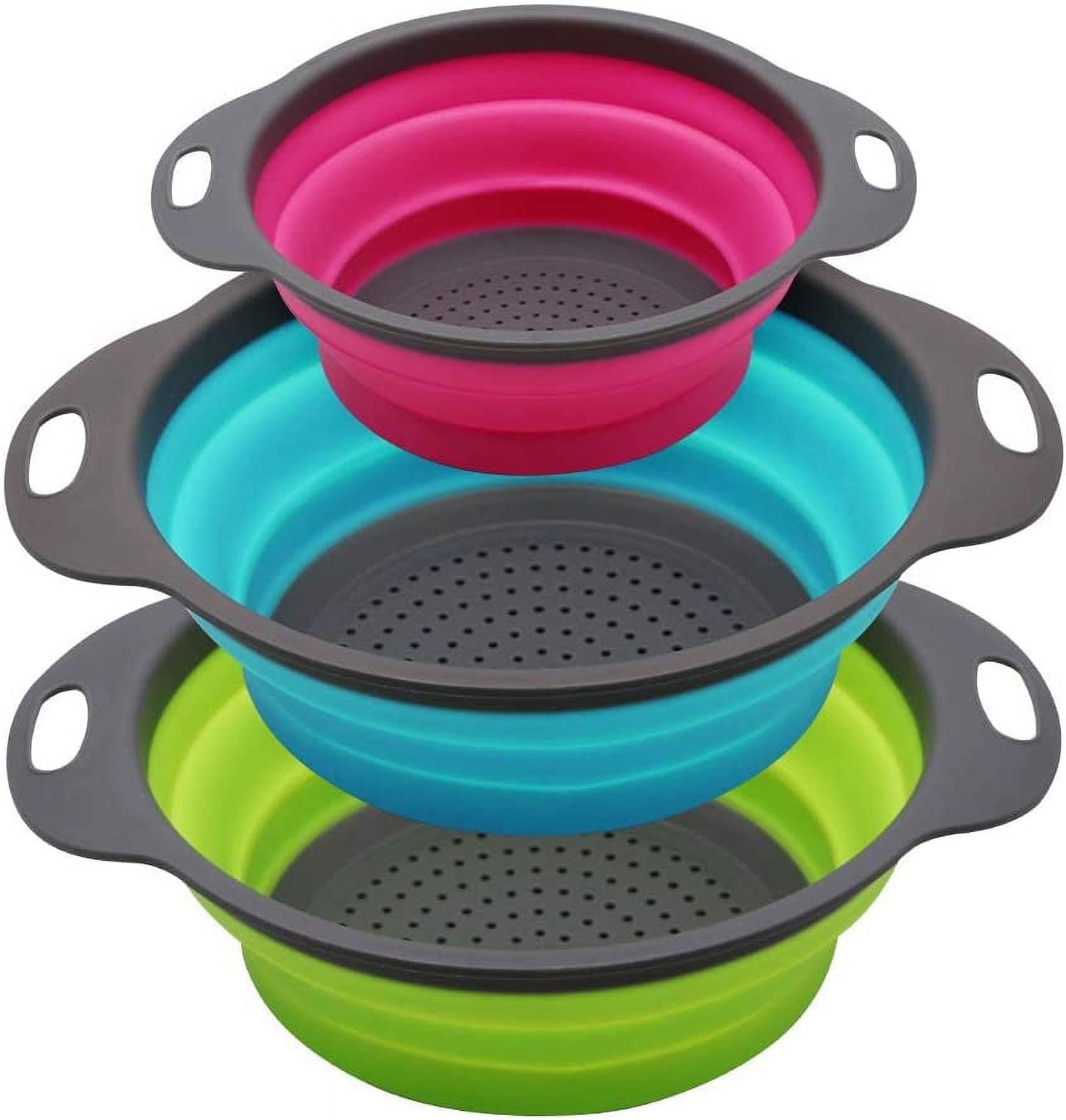 Collapsible Silicone Colander Set of 3 in Multicolor