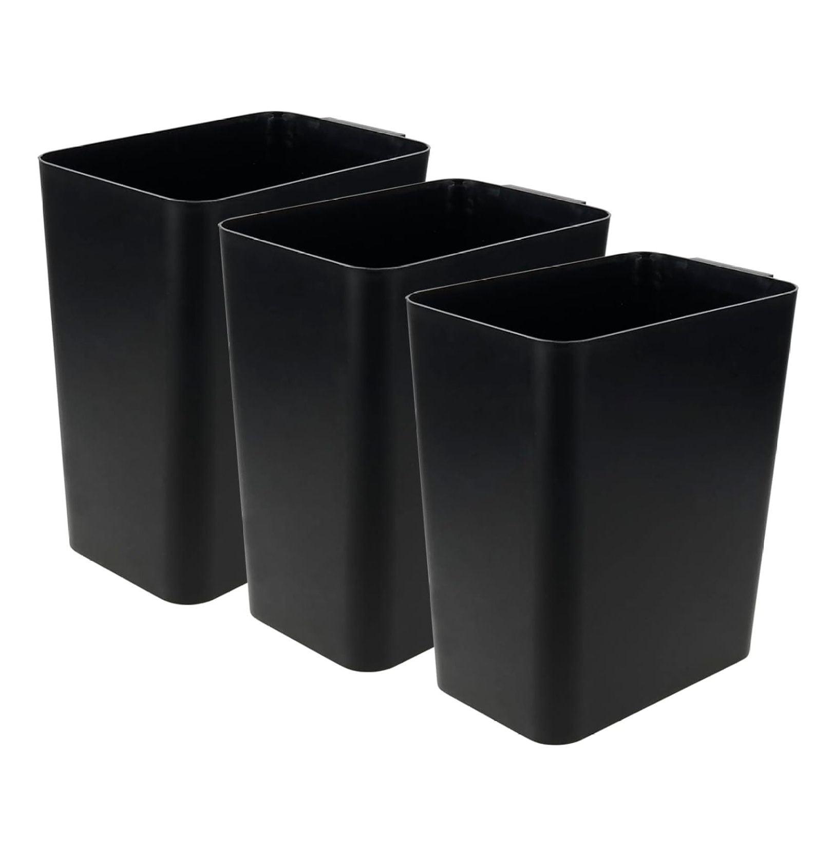 Qskely 3-Pack 4.5 Gallon Plastic Trash Can Wastebasket, Office Garbage Can, Black